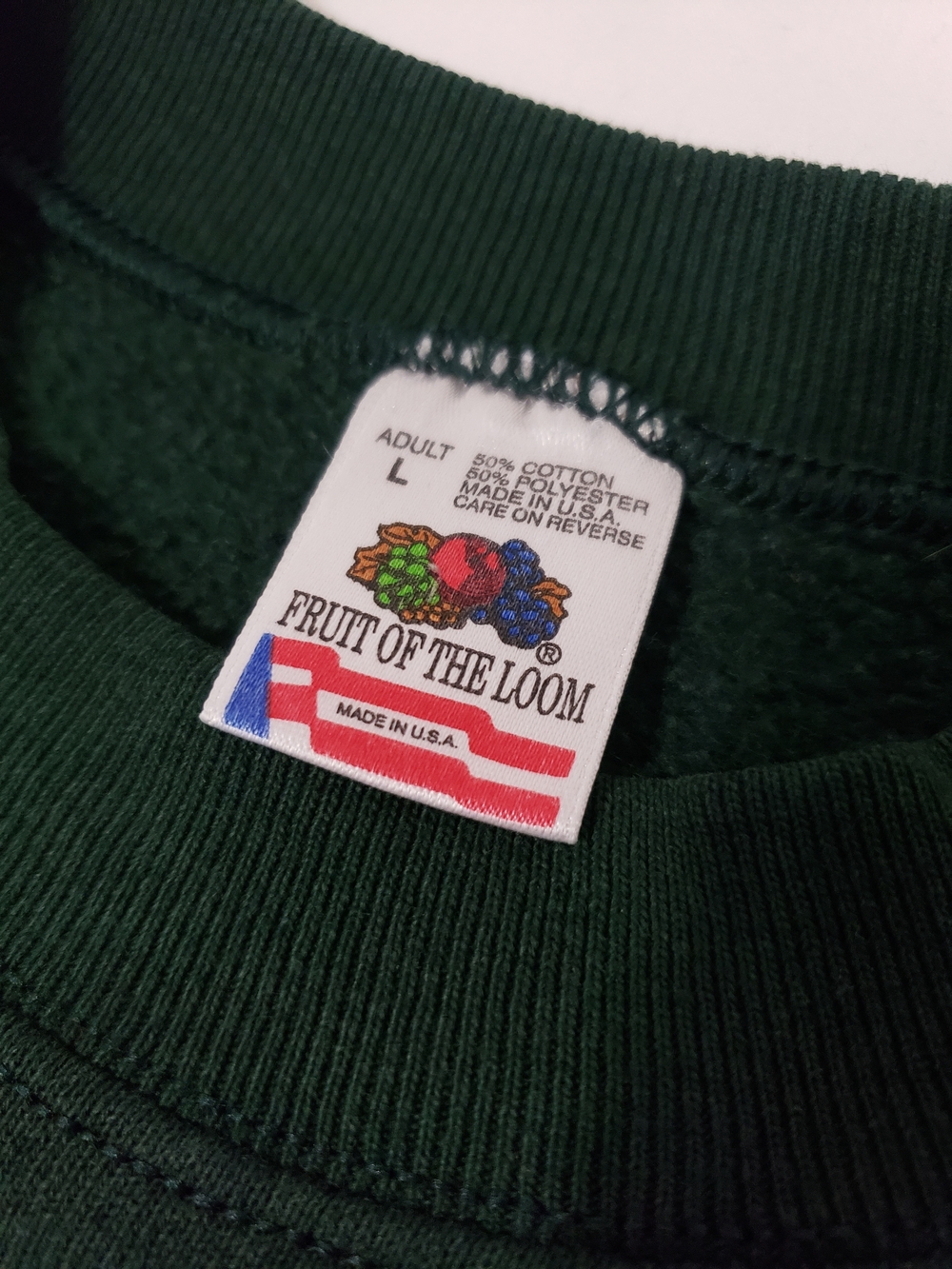 Vintage 90s Jackson Hole Wyoming Fruit of the Loom Green Sweatshirt USA L - Picture 5 of 8